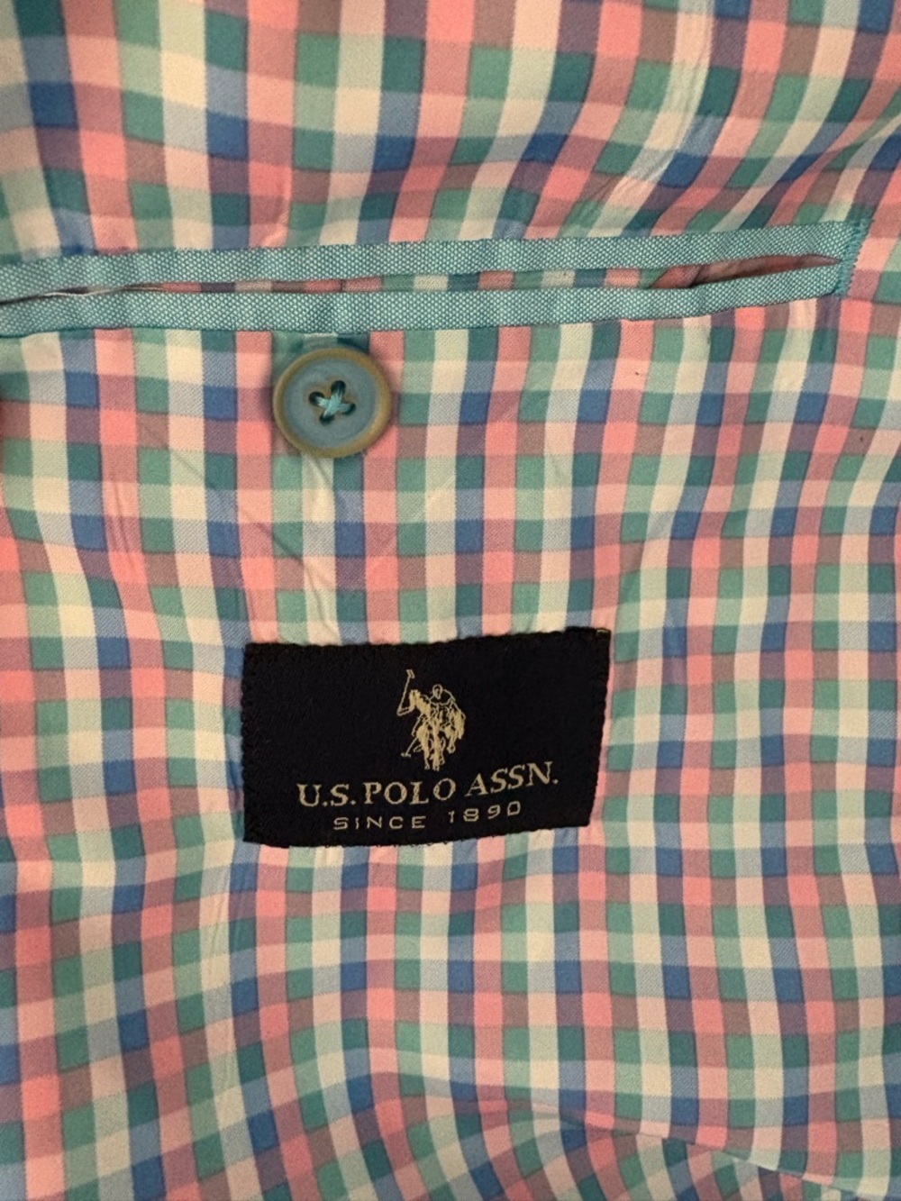 U.S. Polo Assn. Men's Light Turquoise Linen Blazer - Single-Breasted Sport Coat - Picture 4 of 6